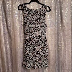 Free People Marigold Black Cheetah Print Stretch Mini Dress Small NWOT